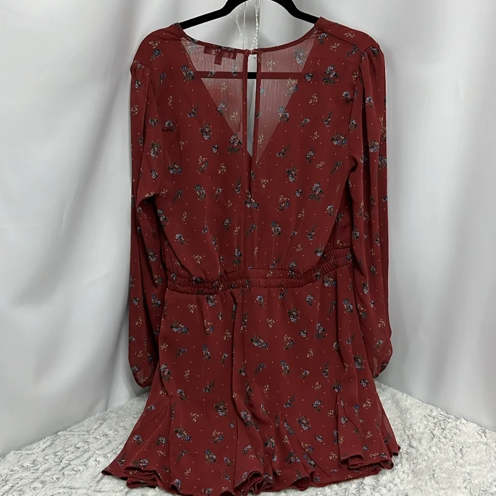 Trixxi Burgundy Long Sleeve Floral Dress XL - Picture 3 of 11